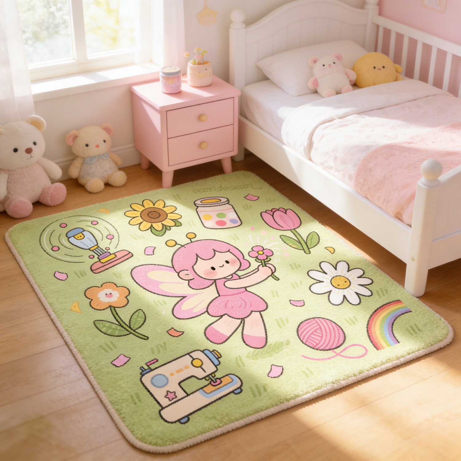 儿童房间卧室床边毯卡通长条加厚飘窗打理防滑地毯垫子床前垫地垫
