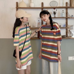 Real shot of Summer Short Sleeve Striped T-shirt