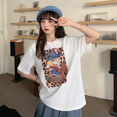 Real shot online Red Korean version new Hong Kong Style loose and versatile T-shirt women's fashion