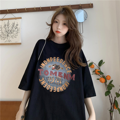 Real shot short sleeve T-shirt women's loose Korean hot girl style super fire half sleeve T-shirt