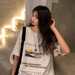 Real shooting summer relaxed Korean version lazy wind versatile super fire short sleeve T-shirt women's trend