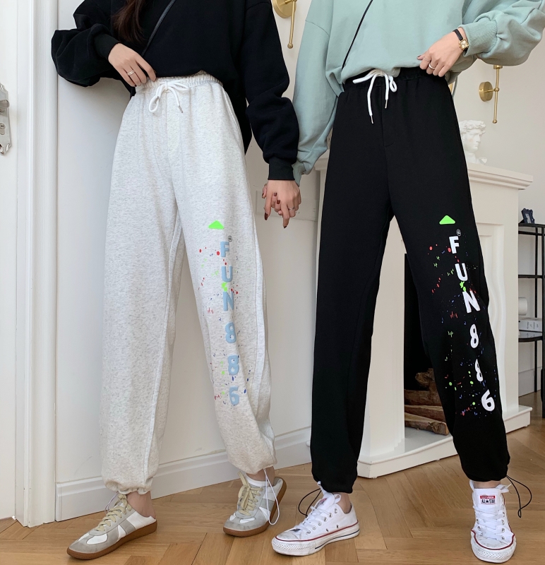 Women's sports pants loose legged 2021 new spring and autumn pants