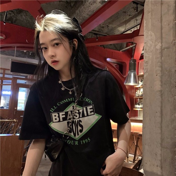 New loose letter print short sleeve T-shirt