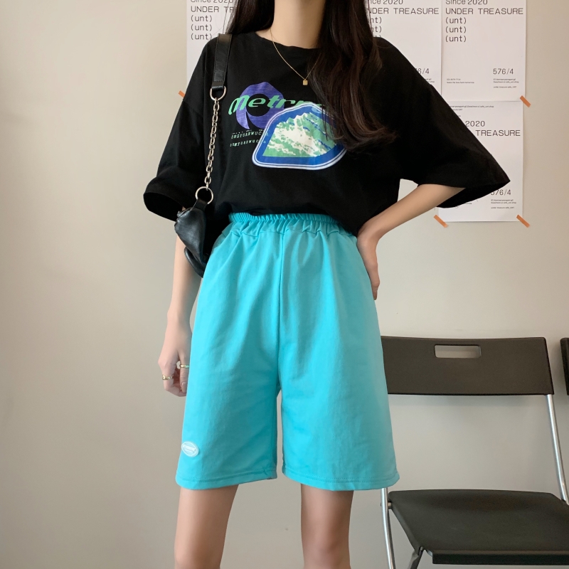 Super fire net red pants women's summer loose straight tube Hong Kong style show thin versatile thin 5-point sports shorts fashion