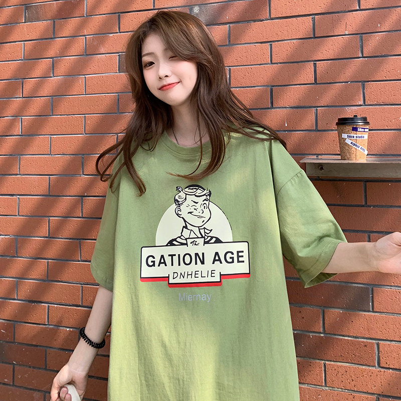 Real shot American Short Sleeve T-Shirt women's loose Korean version Harajuku style strange half sleeve top