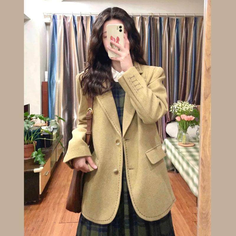 英伦风复古西装毛呢外套女冬季新款短款西服呢子大衣小个子上衣,女装/女士精品,毛呢外套,淘宝优惠券,粉丝福利购,淘宝优惠卷