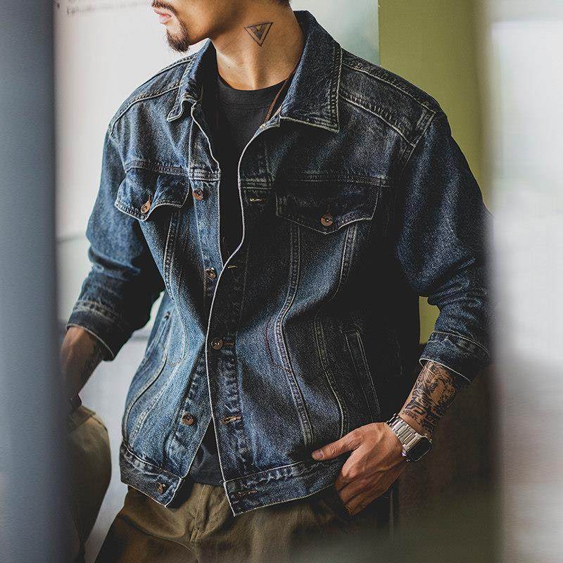 美式复古水洗蓝色加绒牛仔外套男2025秋冬新款阿美咔叽工装夹克潮,男装,牛仔外套,淘宝优惠券,粉丝福利购,淘宝优惠卷