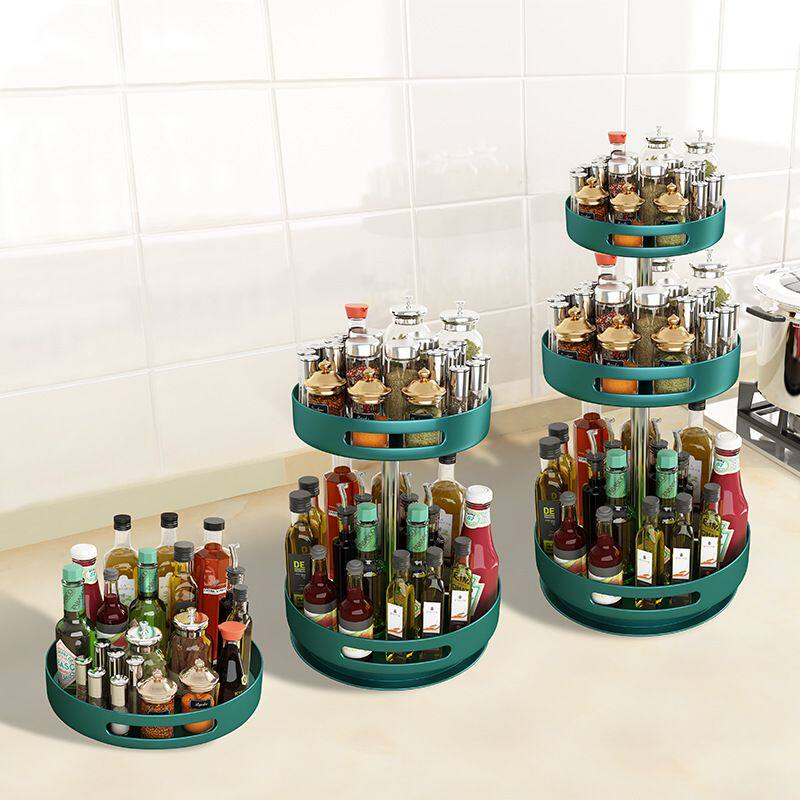 旋转调料架多功能厨房收纳置物架厨房单层双层调味架桌面托盘收纳