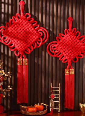 绒布中国结挂件客厅福字挂饰大号红色入户门乔迁新居装饰2024新款