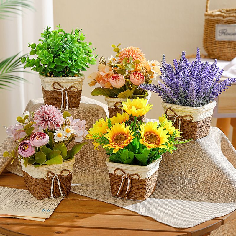 田园风假花仿真花向日葵塑料花仿真植物假绿植餐桌摆件装饰小盆栽
