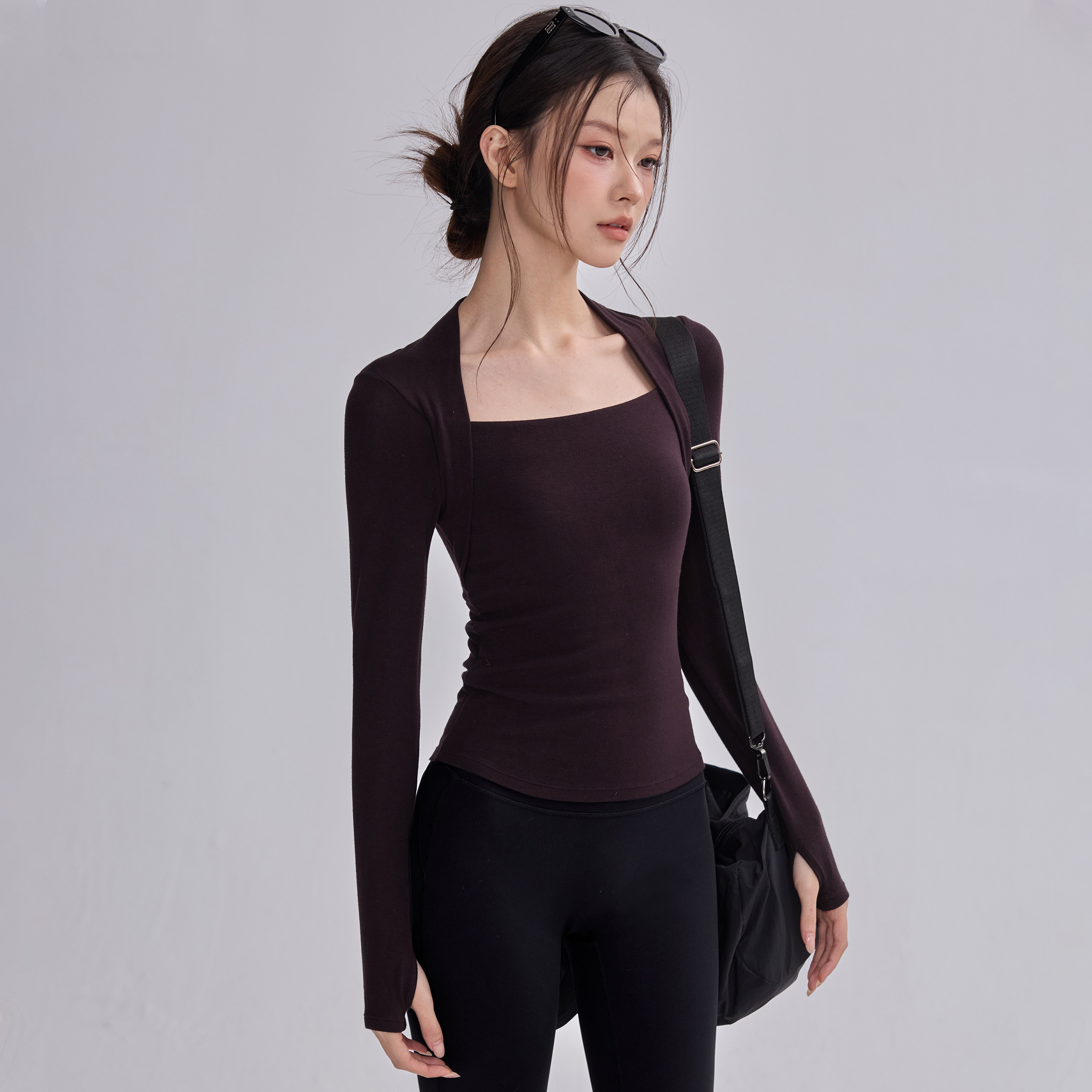 韩系带胸垫健身服女秋冬紧身收腰显瘦跑步运动长袖普拉提坎肩上衣,运动/瑜伽/健身/球迷用品,瑜伽t恤,淘宝优惠券,粉丝福利购,淘宝优惠卷