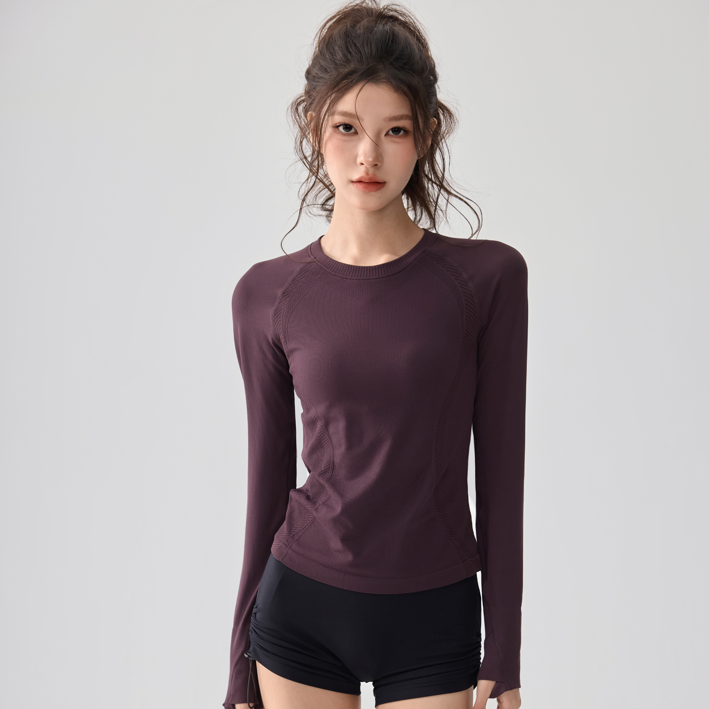 瑜伽服长袖速干运动上衣女