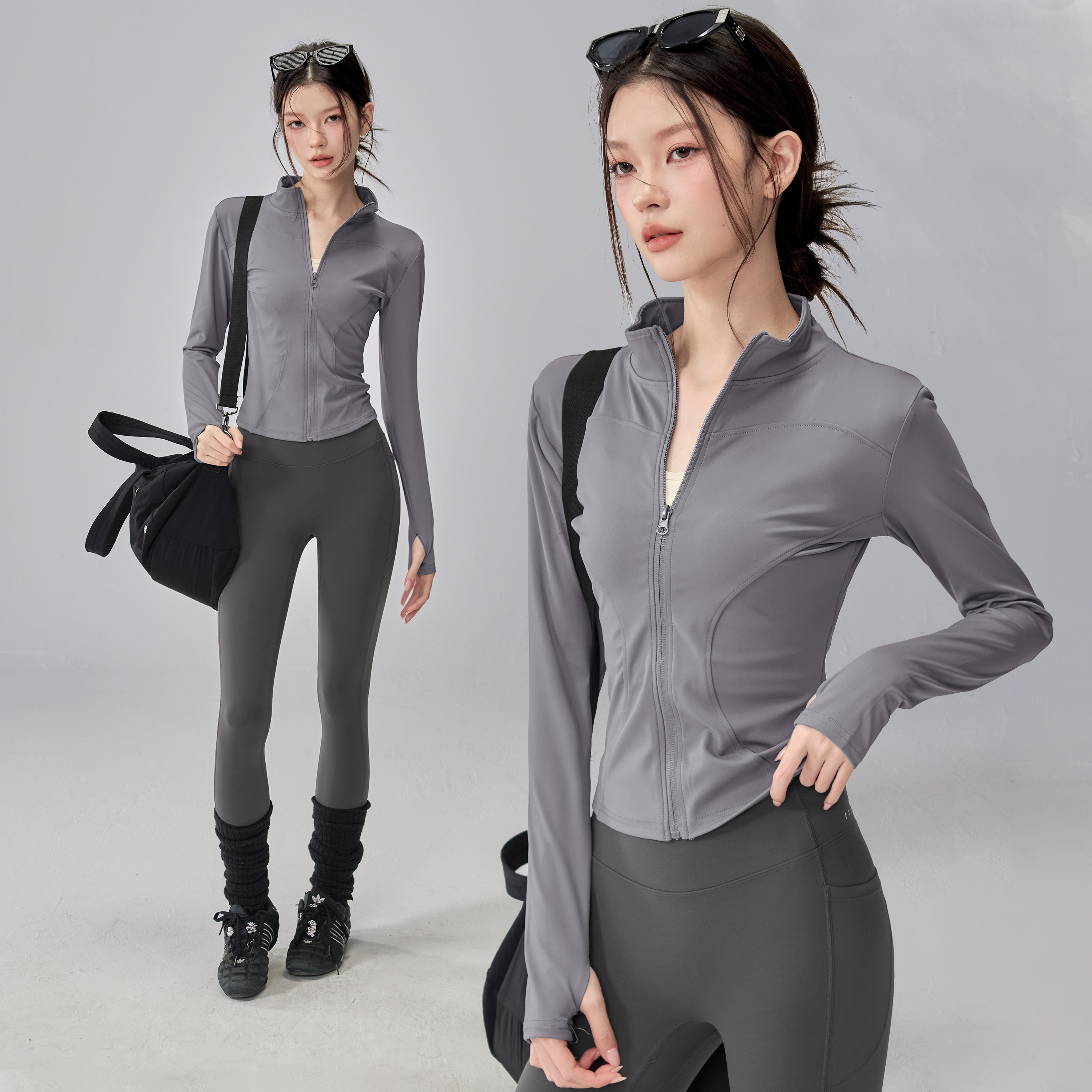 秋冬运动外套瑜伽服长袖加绒