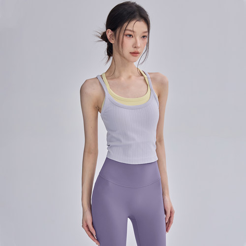 一体式运动背心女修身撞色文胸