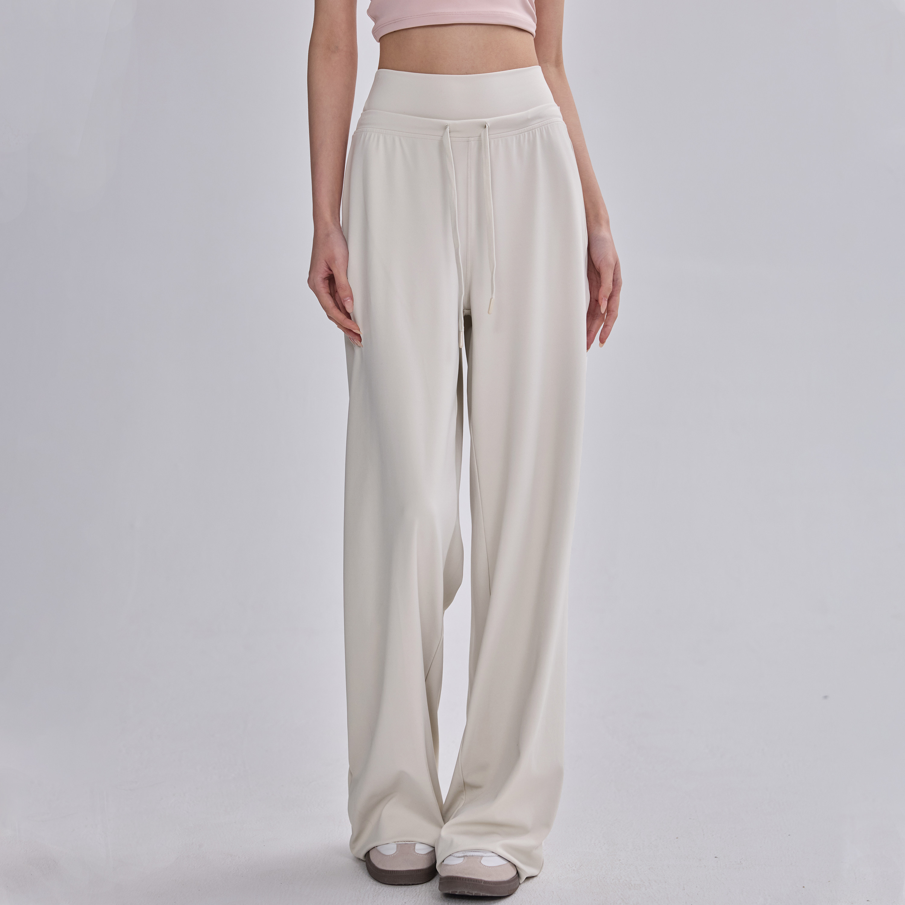 垂感阔腿运动长裤女直筒高腰瑜伽裤休闲宽松户外跑步骑行训练长裤