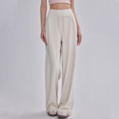 休闲宽松户外跑步骑行训练长裤 垂感阔腿运动长裤 女直筒高腰瑜伽裤