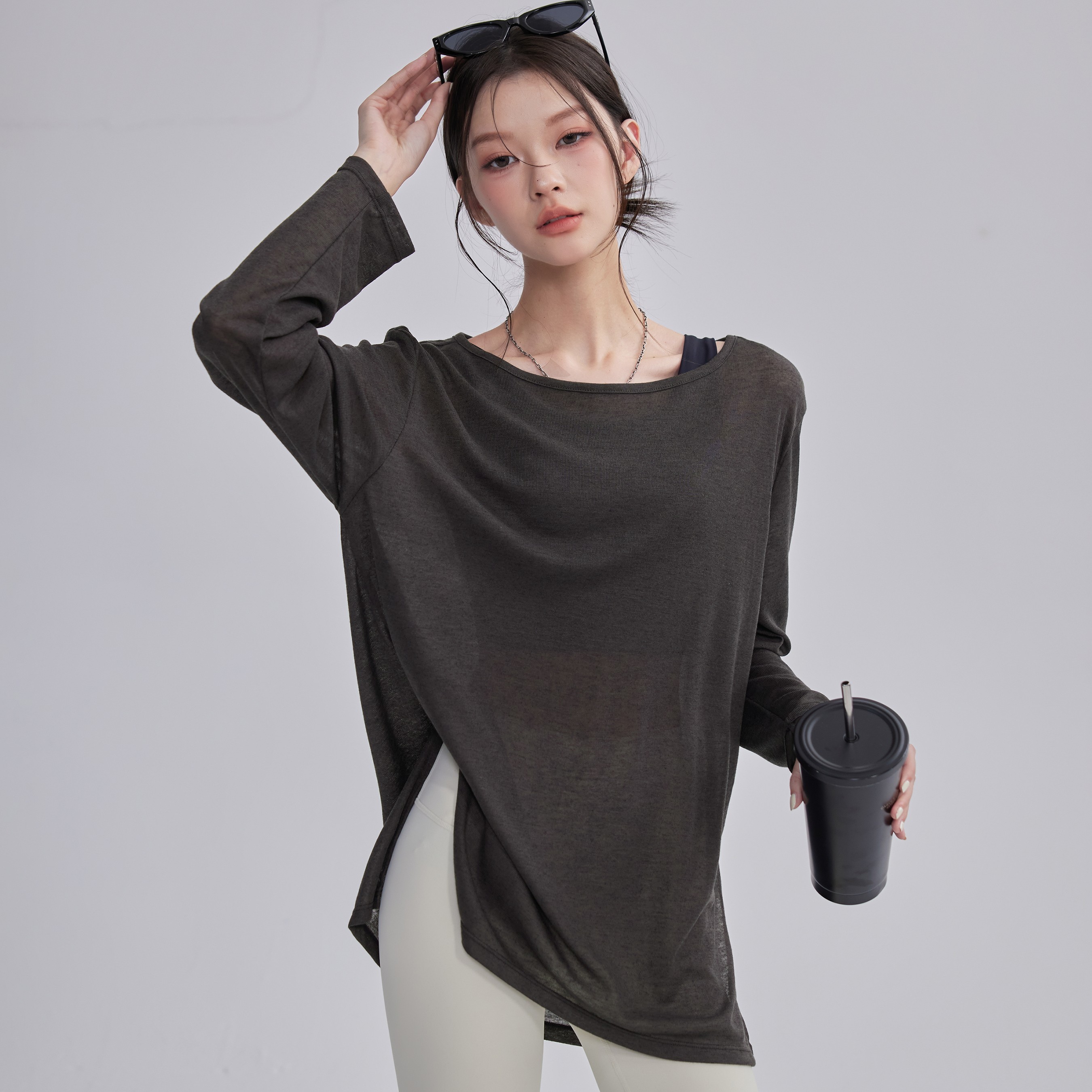 新款透气瑜伽t恤罩衫女