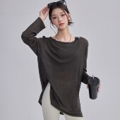 新款 普拉提训练上衣夏 显瘦运动健身服长袖 透气瑜伽T恤罩衫 女薄款