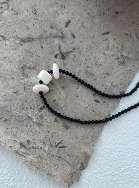 新中式小众高级感项链奶油黑玛瑙