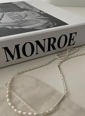 百搭经典时髦天然淡水项链s925银