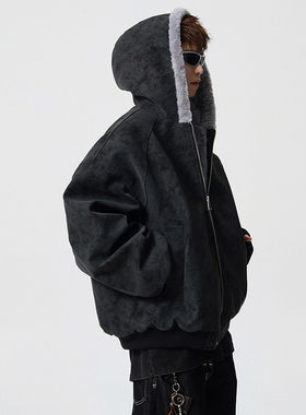 2026冬季羽绒服男士宽松连帽加绒加厚青年冬天衣服保暖棉服外套冬