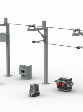 适配乐高积木电线杆户外变压箱网柜电力设施城市街景MCO建筑扩展