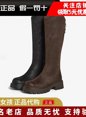 专柜正品Bata2025冬新款时装靴女英伦加绒长筒通勤骑士靴91020DG5