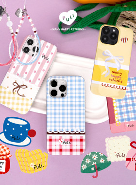 【Pu个春天系列】磁吸情侣手机壳imd手机支架格纹手机链原创720ipad全包串珠苹果华为高级感17小众风OuliOuli