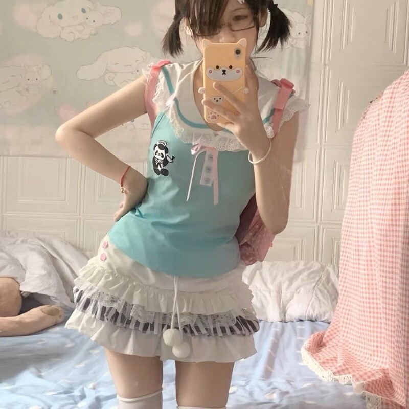 宅系短裙2025年新款牛仔水手服初恋南瓜裤蓬蓬裙垂坠感好的半身裙