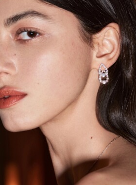 【Raia】925银镀18K金爆闪简约多种戴法闪钻水滴形耳钉耳坠