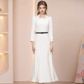 智丽高级party小礼裙白色高端刺绣收腰包臀鱼尾长裙2026春季 新款