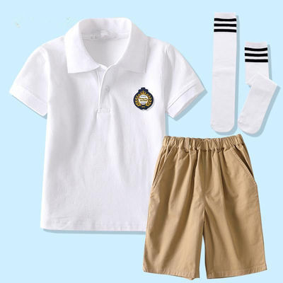 男童小学生校服套装女童班服夏英伦POLO衫藏青短裤学院风表演服装