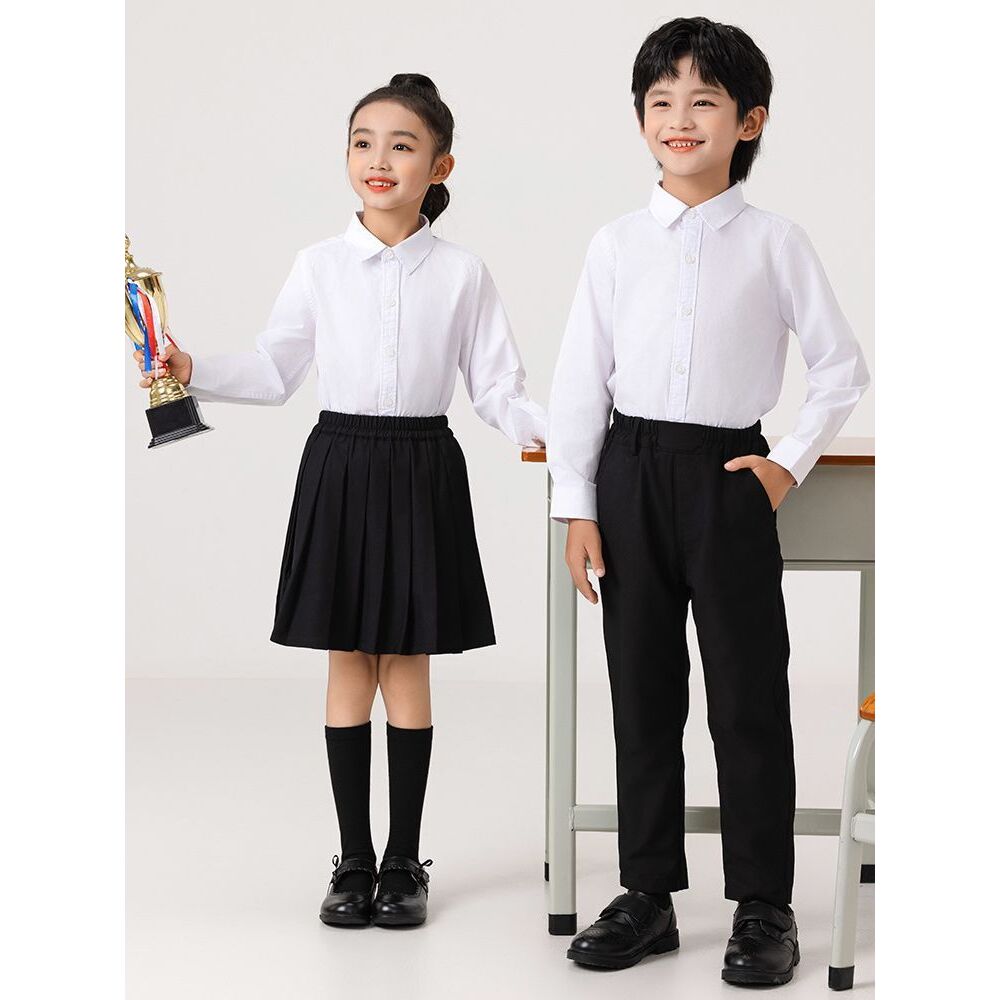 男童礼服白衬衫黑西裤套装演出服