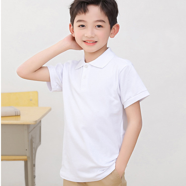 男童白色短袖POLO衫夏季翻领儿童女童半袖纯白T恤小学生校服上衣