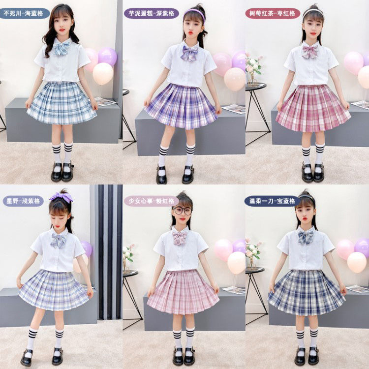 jk制服小学生夏季百褶裙原创正版图片