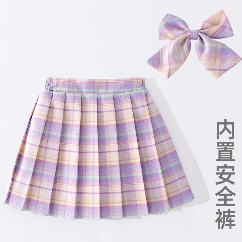jk制服格裙正版原创春秋短裙女童小学生百褶裙春天半身裙儿童格子图片