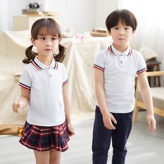 儿童夏装男童幼儿园服白色短袖小学生校服女童班服T恤POLO衫大童