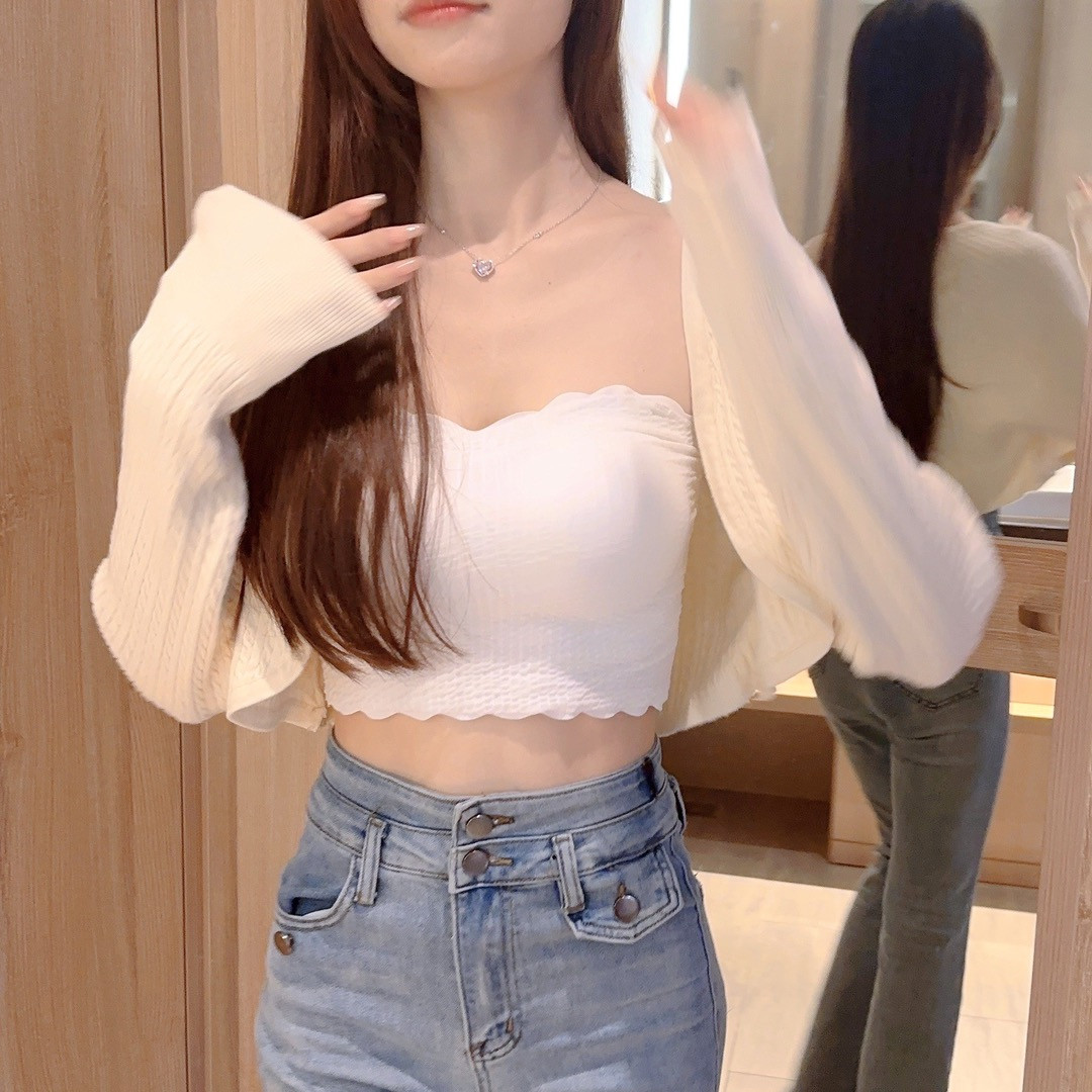 无肩带夏季抹胸上衣背心女内搭带胸垫裹胸打底内衣外穿少女防走光