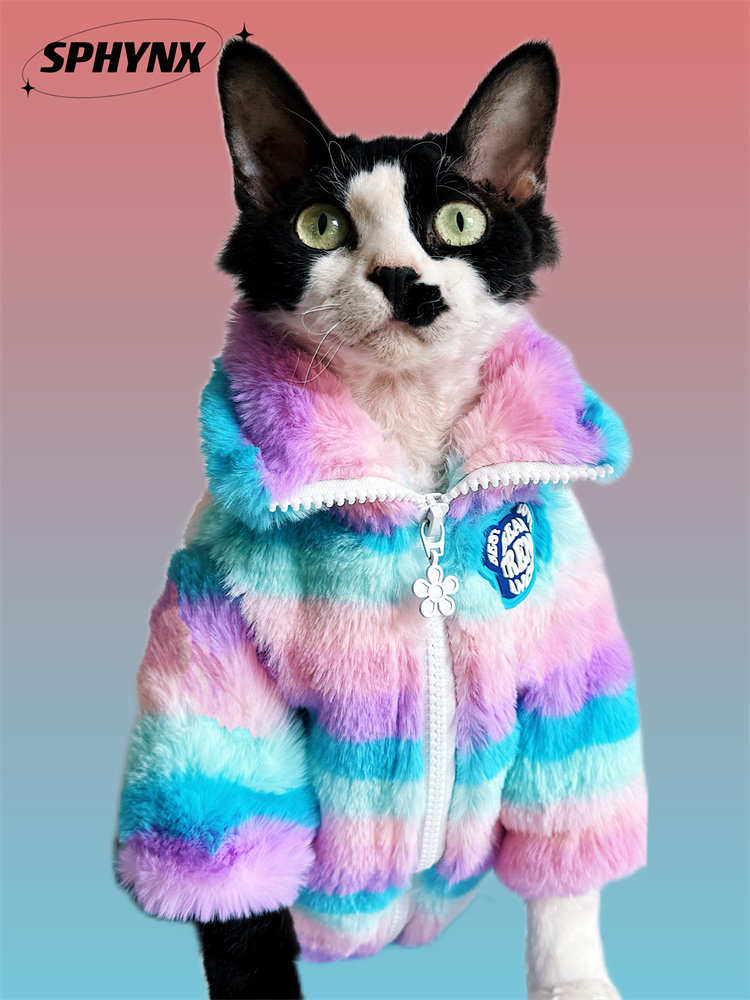 SPHYNX PLANET 无毛猫衣服斯芬克斯德文彩虹潮秋冬加厚皮草外套,宠物/宠物食品及用品,猫宠物服装/雨衣（新）,淘宝优惠券,粉丝福利购,淘宝优惠卷