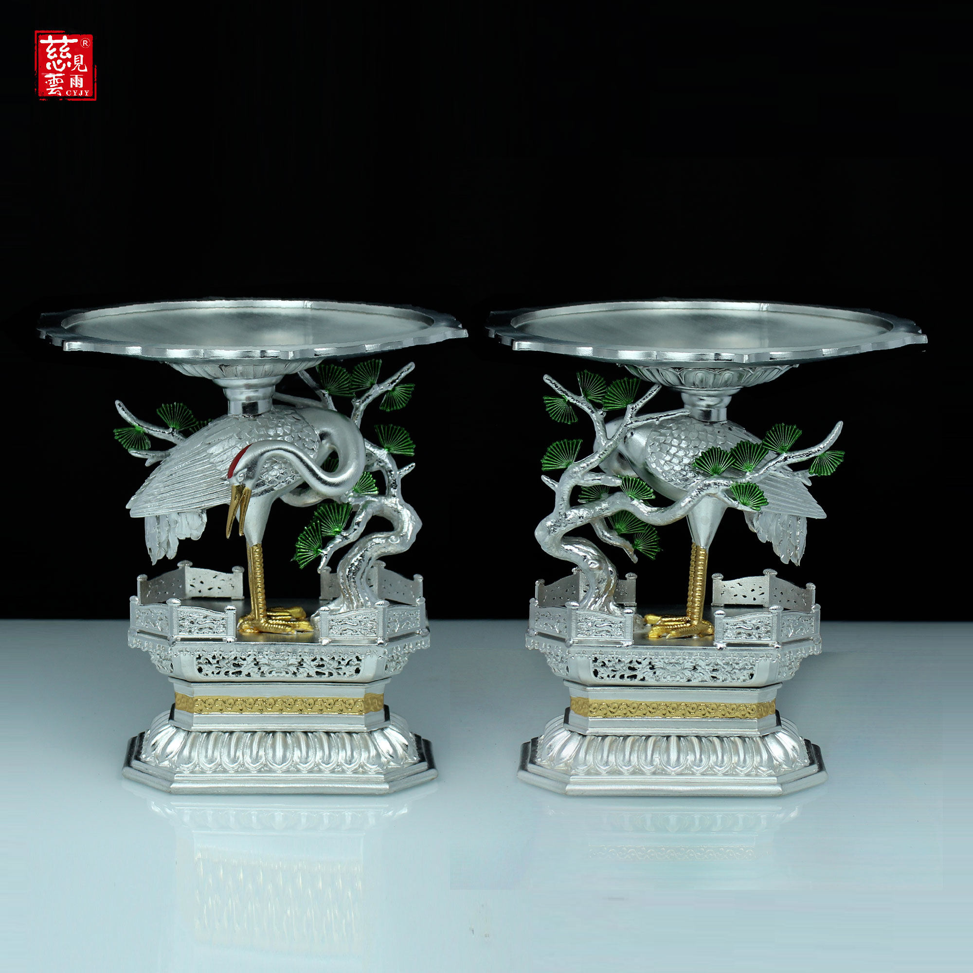 2026新锡器水果盘神前佛堂供盘佛具用品敬果座道用宴王用品