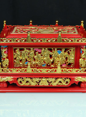 2025年新款东南亚锦盒实木福禄寿长方形精致雕刻八仙供奉摆件