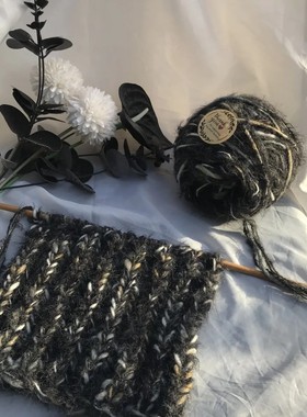 黑色故事|围巾毛衣专用混线diy新款手编特色长毛手混线毛线海马毛