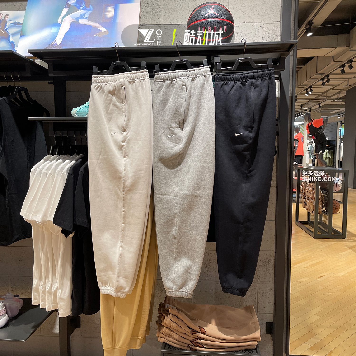 耐克男子宽松加绒保暖束脚长裤