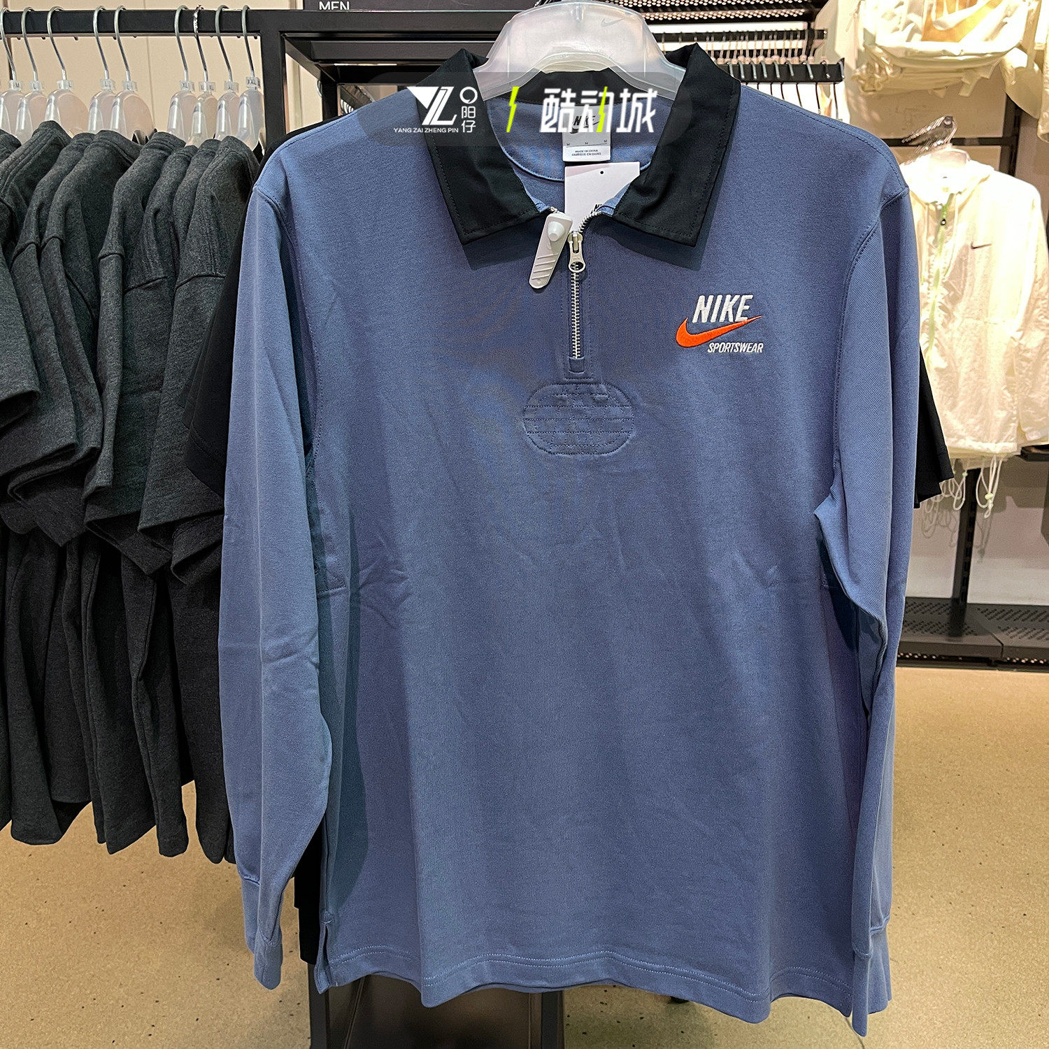 正品nike耐克春季男子POLO衫半拉链复古刺绣长袖上衣DX6754-491,运动服/休闲服装,运动POLO衫,淘宝优惠券,粉丝福利购,淘宝优惠卷