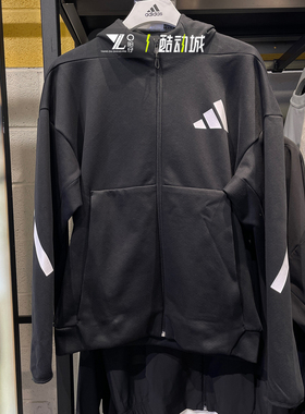 Adidas阿迪达斯Z.N.E男子25春季新款针织夹克黑色连帽外套JD5984