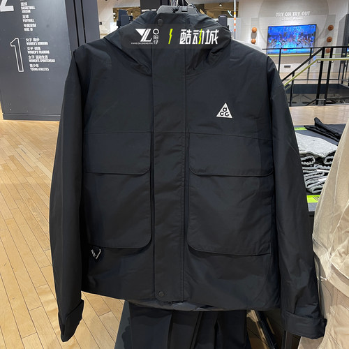 专柜正品耐克工装风黑色拒水棉服