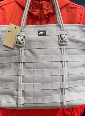 nike耐克男女同款大容量托特包布标拉链梭织收纳单肩包FJ0439-009
