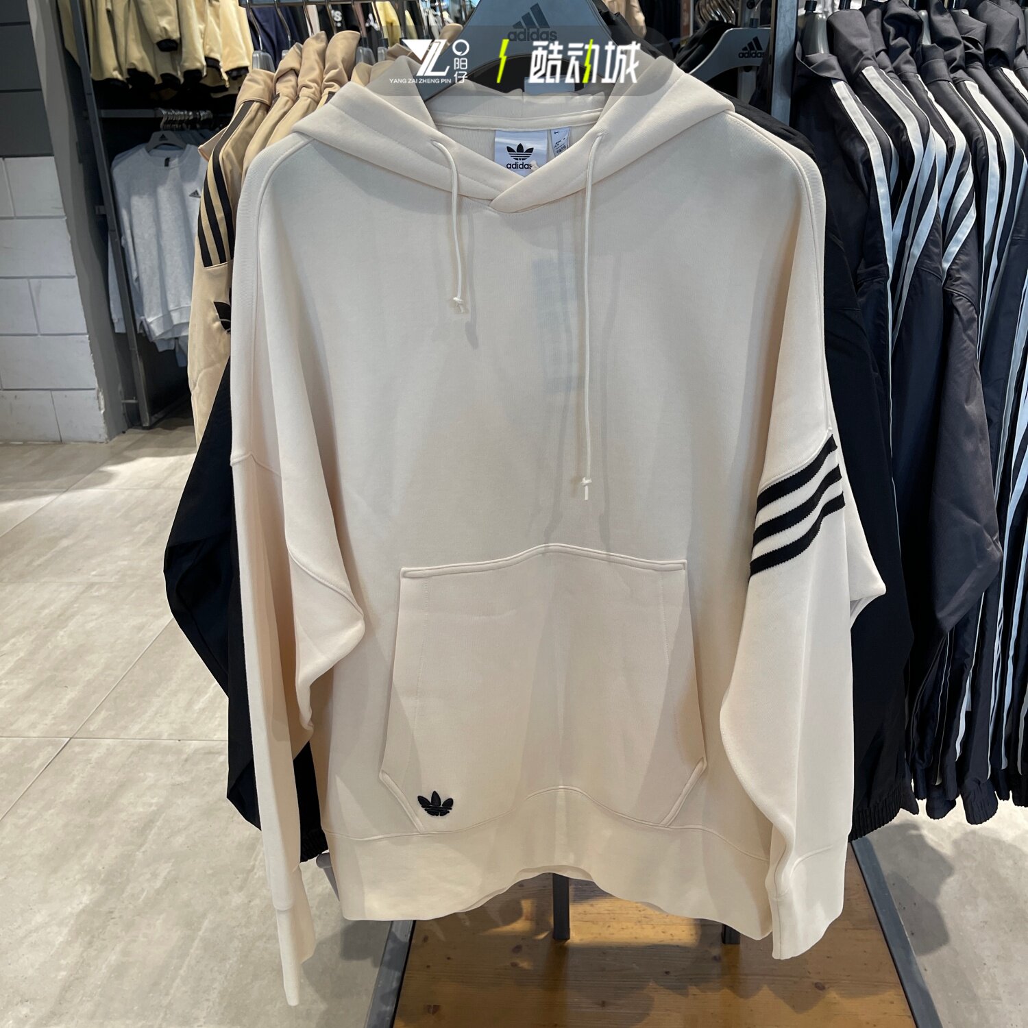 adidas阿迪达斯三叶草正品情侣秋冬针织简约百搭卫衣套头衫JF9141