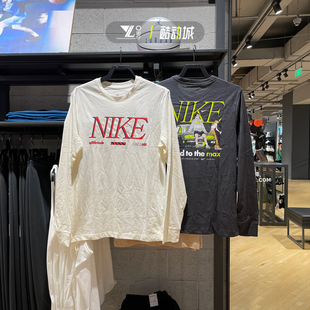 060 110 NIKE耐克男子休闲印花透气宽松圆领长袖 运动T恤FD1340