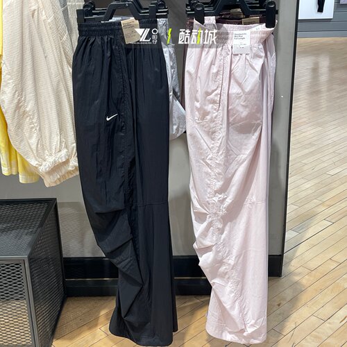 NIKE耐克女子刺绣logo速干透气工装风休闲直筒长裤IO3377-583-010